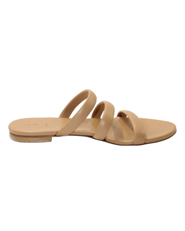 Aeyde Chrissy Flat Sandals in Brown Leather