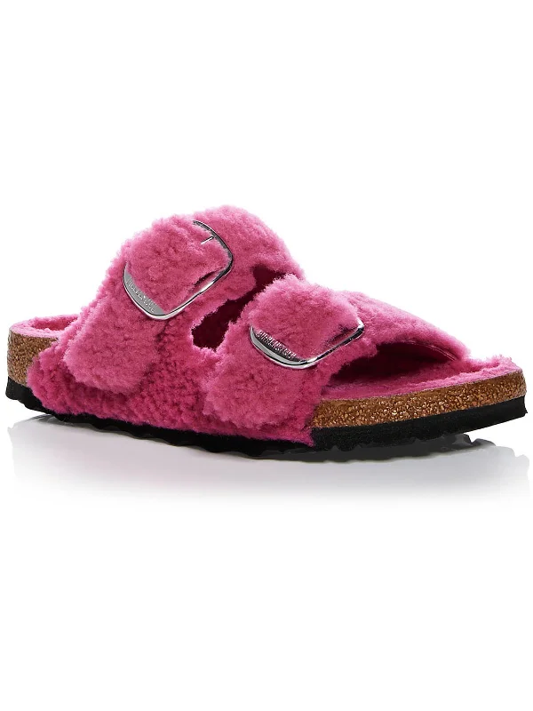 Arizona Big Buckle Teddy River Womens Shearling Footbed Slide Sandals