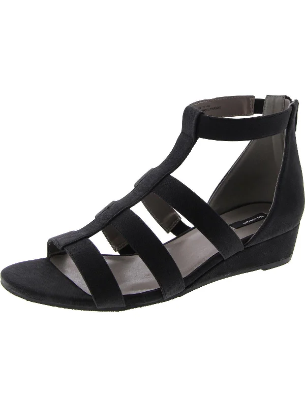 Athena Womens Faux Leather Caged Wedge Sandals