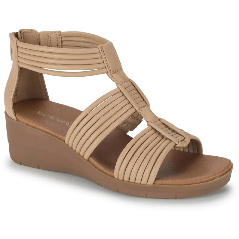 Baretraps Womens KEISHA Faux Leather Open Toe Wedge Sandals