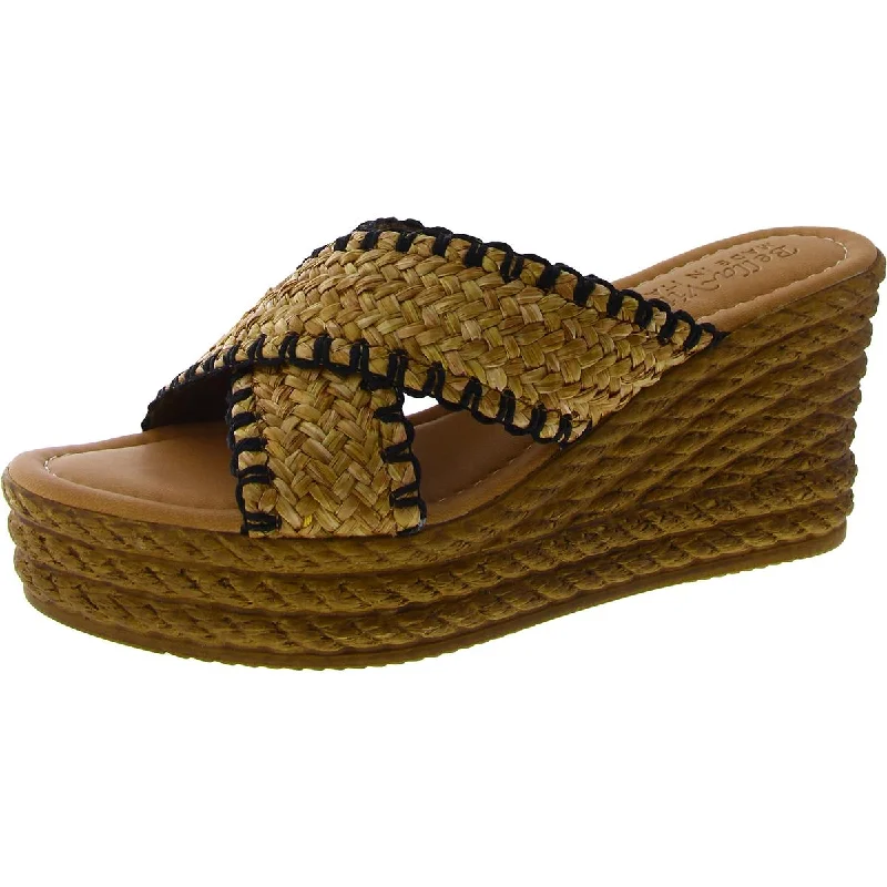 Bella Vita Womens Geo-Italy Woven Slip On Wedge Sandals