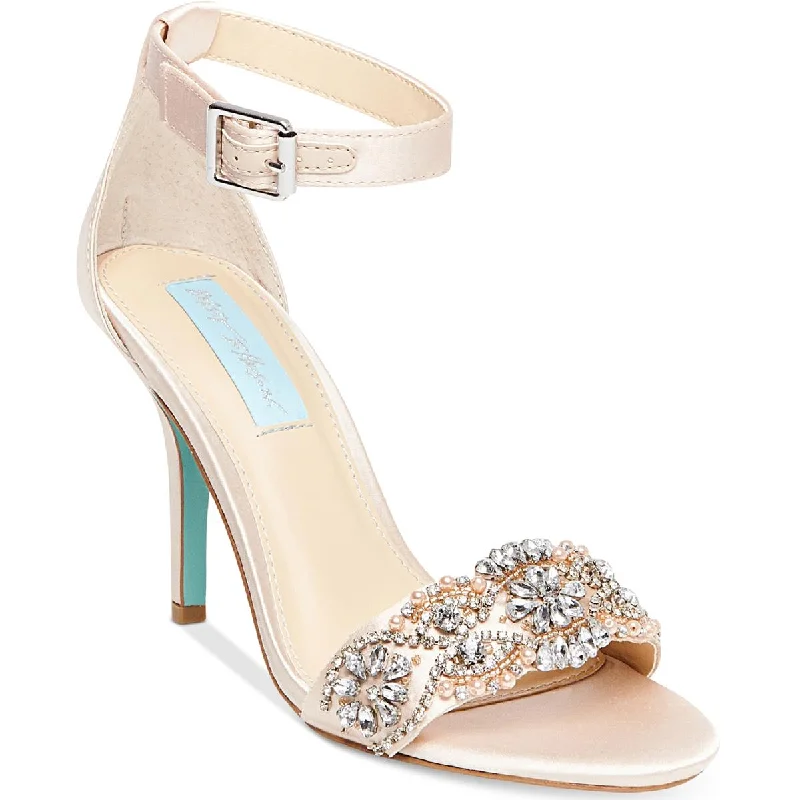 Blue by Betsey Johnson Womens Gina Satin Embellished Dress Sandals