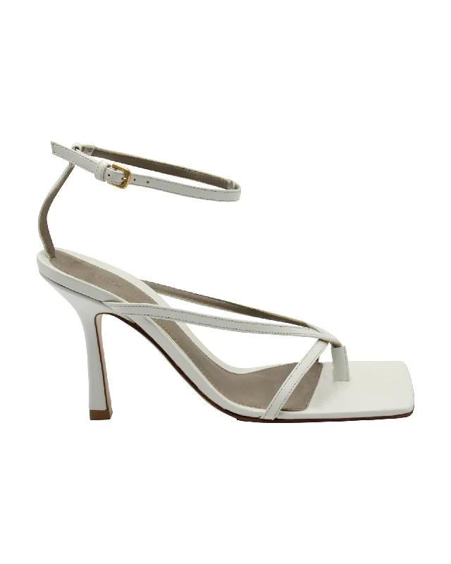 Bottega Veneta Stretch Ankle Strap Sandals in White Leather