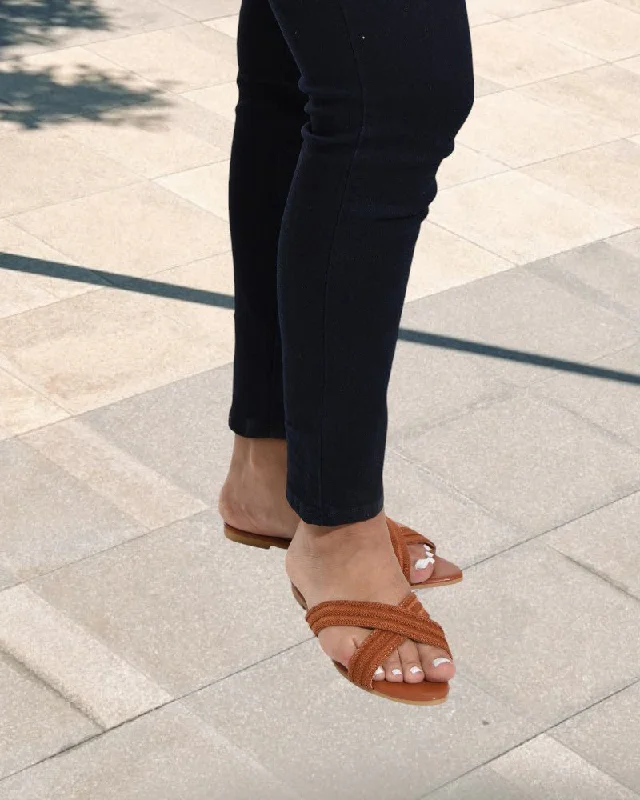 Dark Brown Criss Cross Sandals