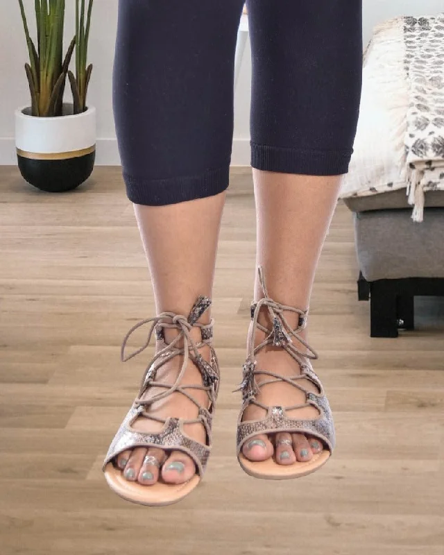 Brown Lace Up Gladiator Sandals