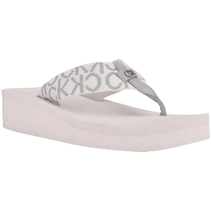 Calvin Klein Womens Meena Logo Thong Slide Sandals