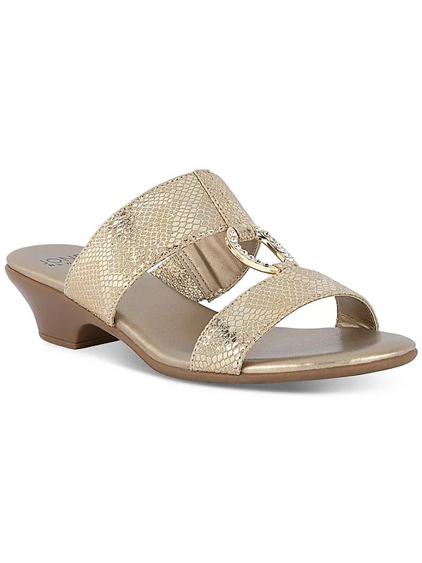 Eanna Womens Embellished Slip-On Wedge Sandals