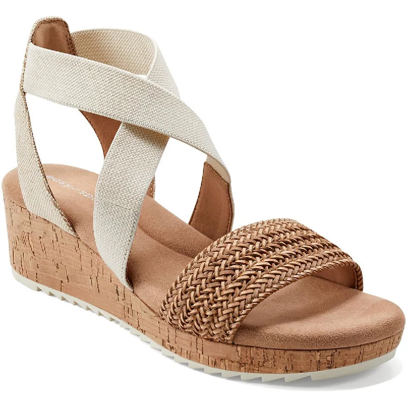 Easy Spirit Womens Lorena Canvas Criss-Cross Wedge Sandals