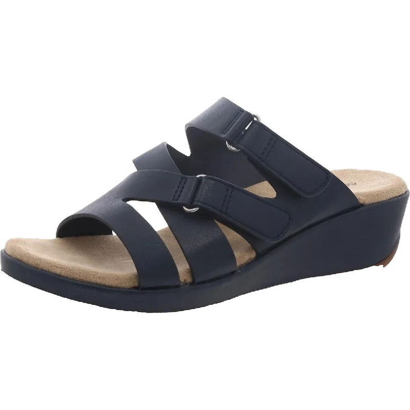 Easy Street Womens Open Toe Buckle Wedge Sandals