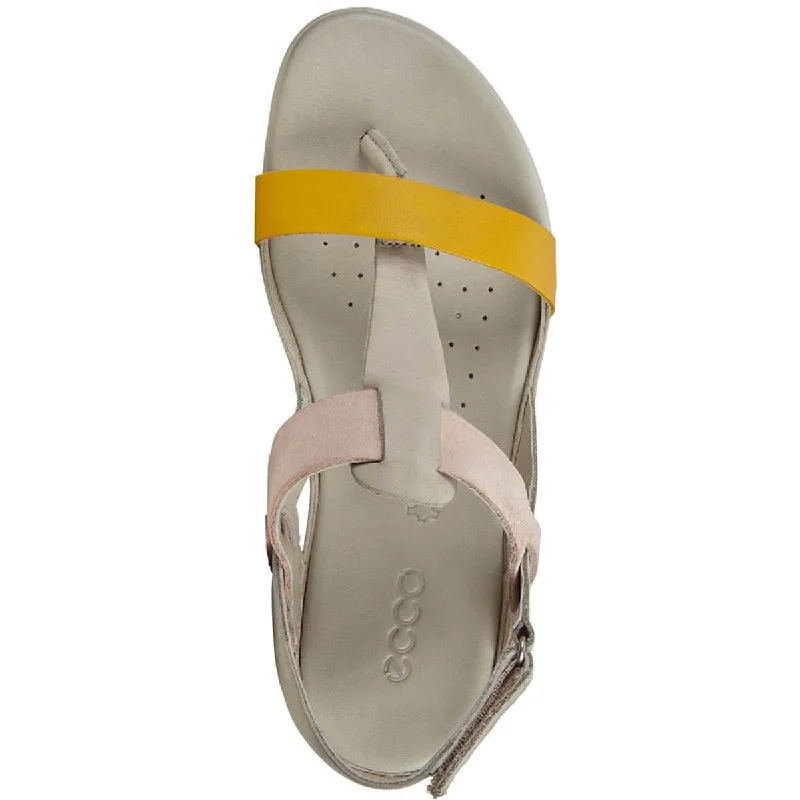 ECCO Womens Flash Leather Flat T-Strap Sandals