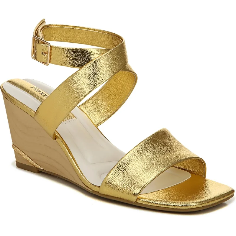 Franco Sarto Womens Stud Buckle Ankle Strap Wedge Sandals