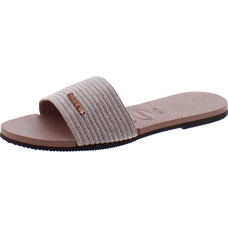 Havaianas Womens Woven Shimmer Slide Sandals