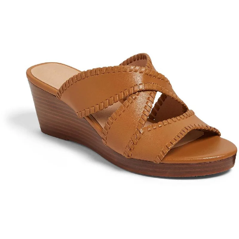 Jack Rogers Womens Jackie Leather Open Toe Wedge Sandals