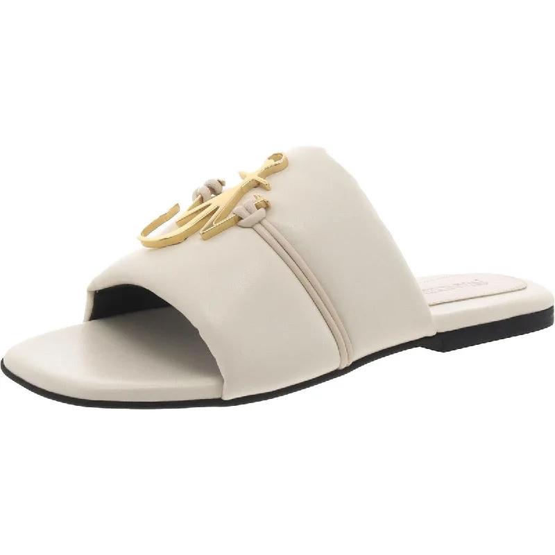 JW Anderson Womens Squared Toe Leather Embellished Slide Sandals