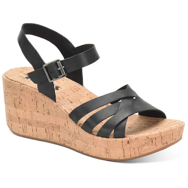 KORKS Womens Jenneve Leather Cork Wedge Sandals