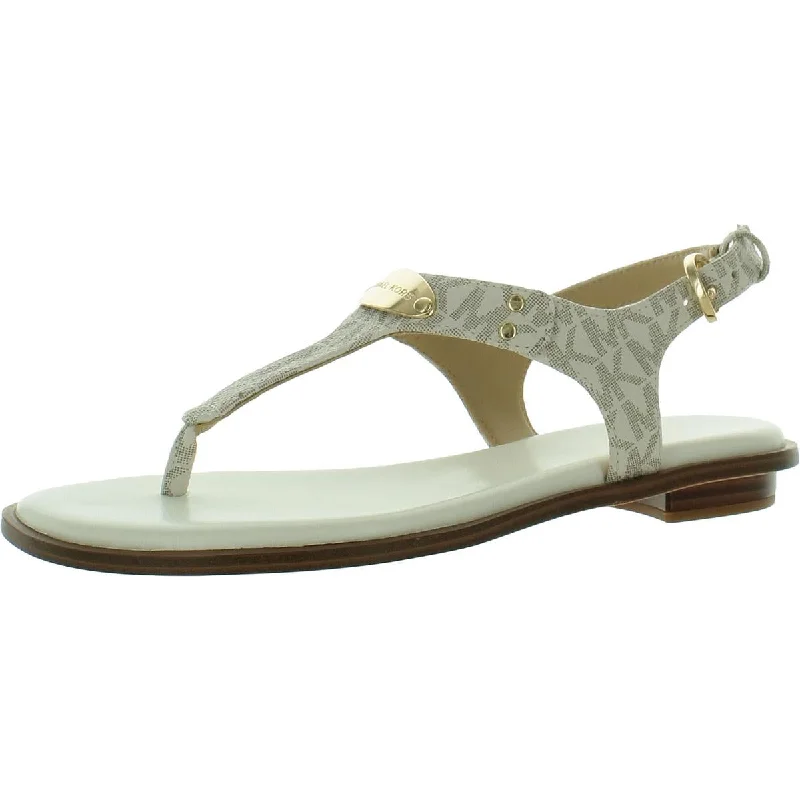 Michael Kors Womens Faux Leather Buckle Slingback Sandals