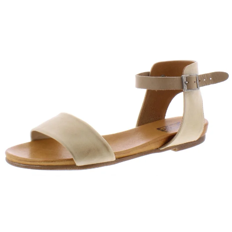 Miz Mooz Womens Alanis Leather Ankle Strap Flat Sandals