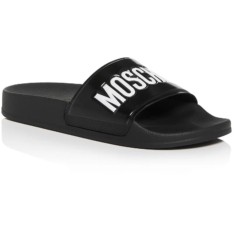 Moschino Womens Rubber Slip On Slide Sandals