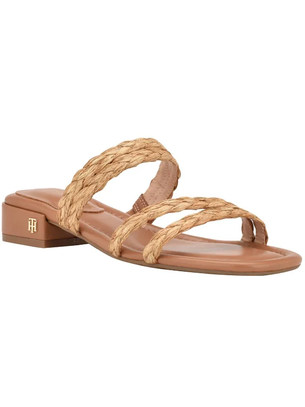 Olise Womens Faux Leather Slip-On Slide Sandals