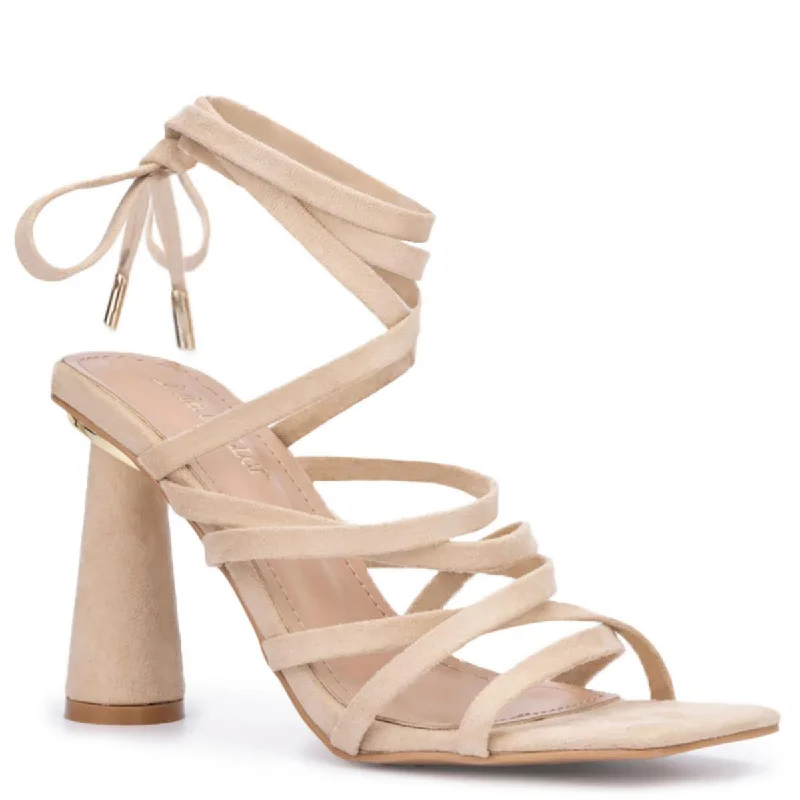 Olivia Miller Womens NIA Faux Suede Square toe Strappy Sandals