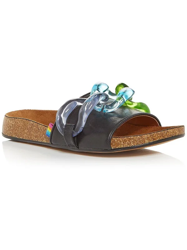 Ozark Womens Leather Padded Insole Slide Sandals