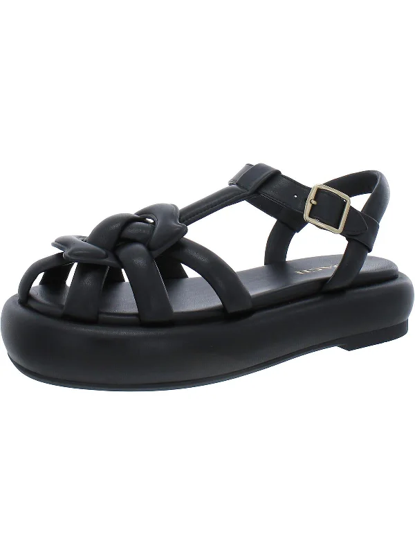 Penney Womens Leather Strappy Flatform Sandals