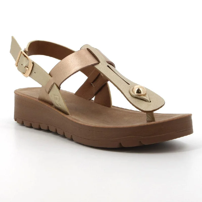 Pierre Cardin Tayla Thong Sandals - Light Gold