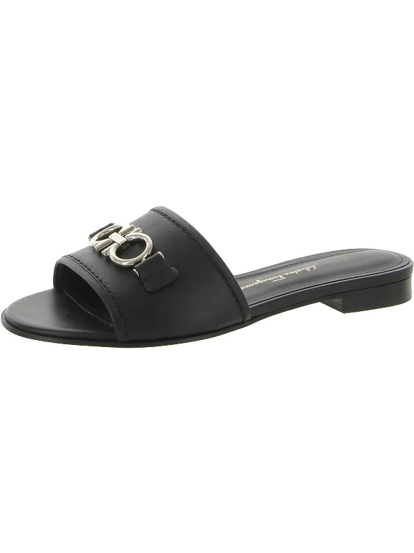 Rhodes Womens Leather Open Toe Slide Sandals