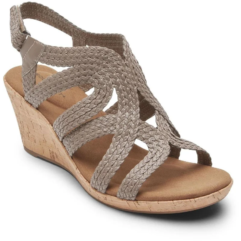 Rockport Womens Briah Perforated Cork Wedge Sandals