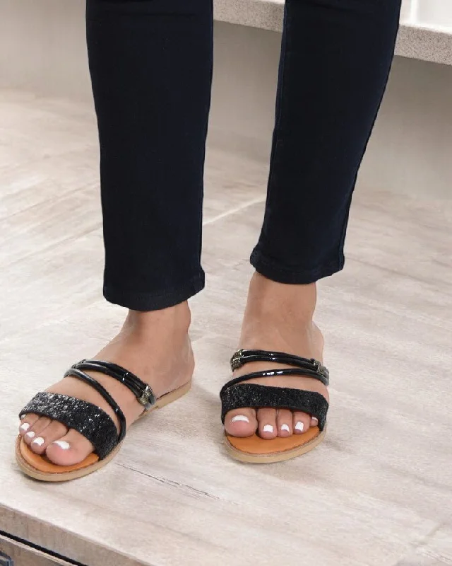 Black Rhinestone Fashion Decor Sandals