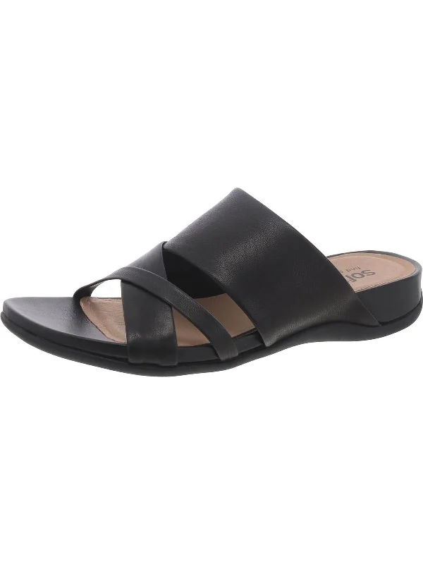 Taraz  Womens Leather Wedge Slide Sandals