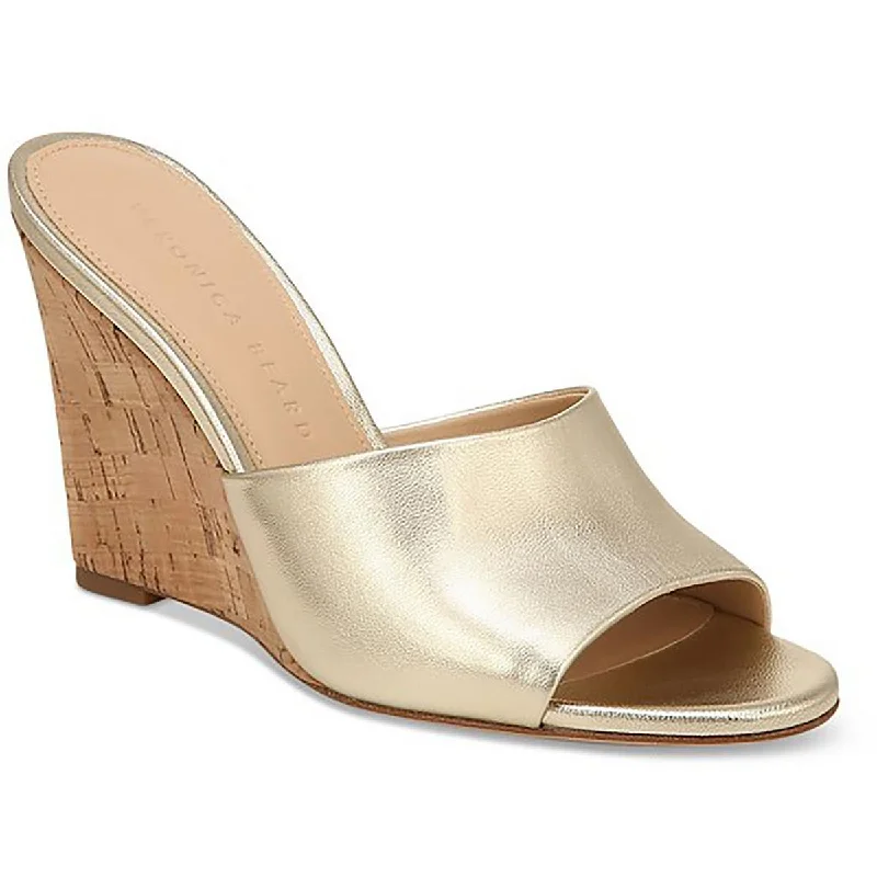 Veronica Beard Womens Leather Slide On Slide Sandals