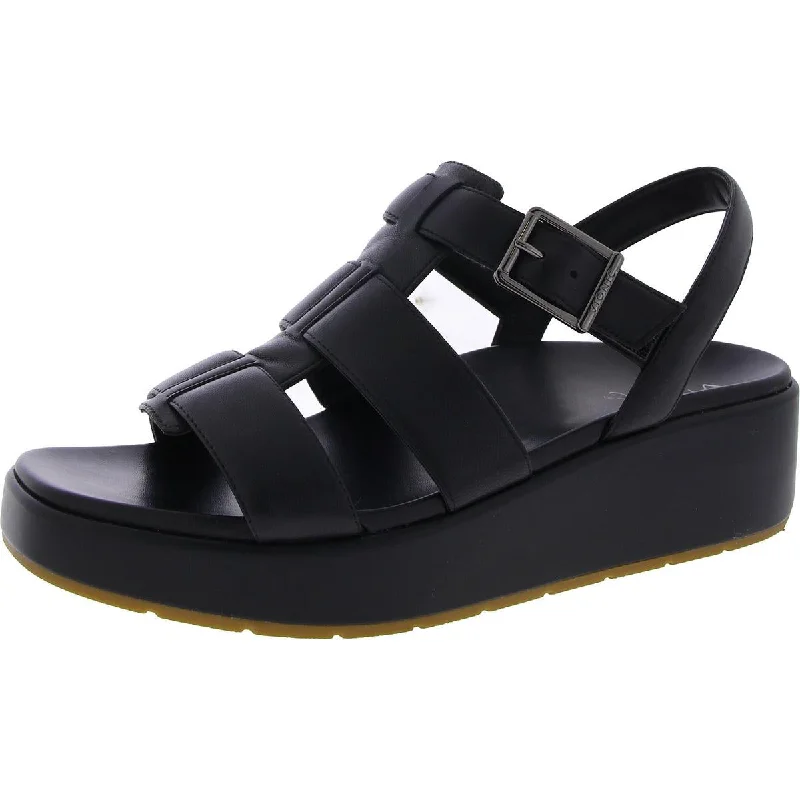 Vionic Womens Delano Leather Strappy Wedge Sandals