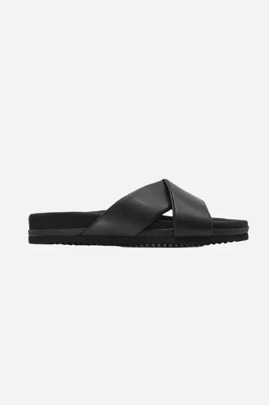 Roam Wing Sandals in Black Vegan Leather