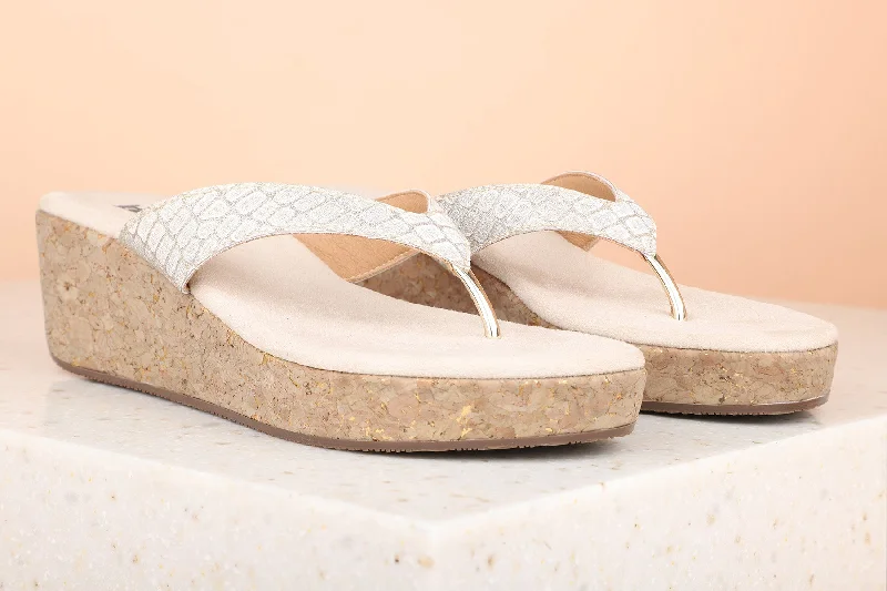 Women Beige Solid Wedge Sandals