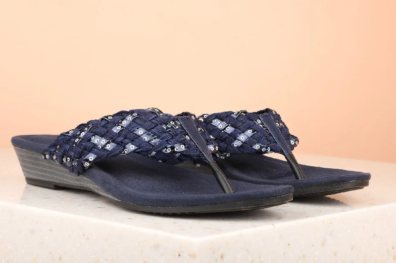 Women Navy Wedge Sandals