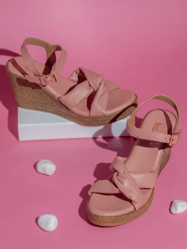 Women Peach Solid Wedge Sandals