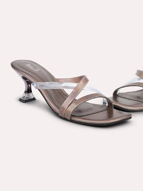 Women Pewter Stiletto Sandals