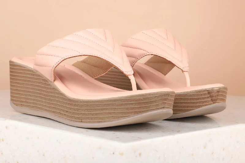 Women Pink Solid Wedges Sandals