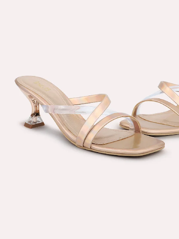 Women Rose Gold Stiletto Sandals