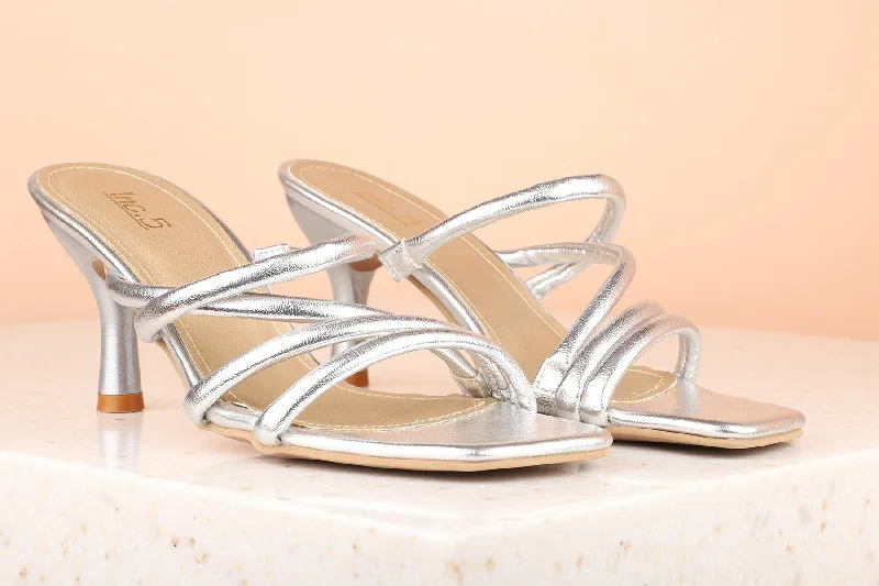 Women Silver Stiletto Sandals