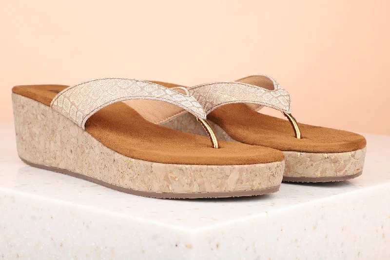 Women Tan Solid Wedge Sandals