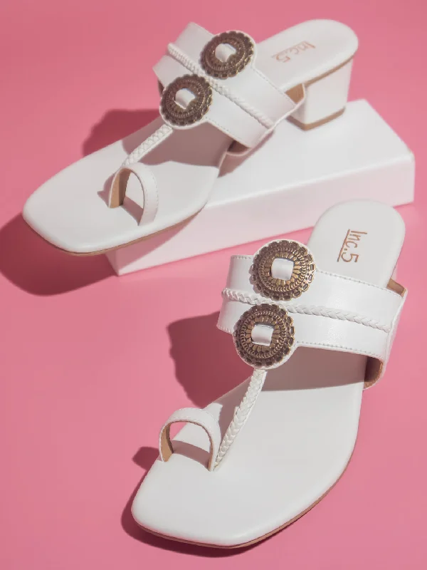 Women White Block Sandals