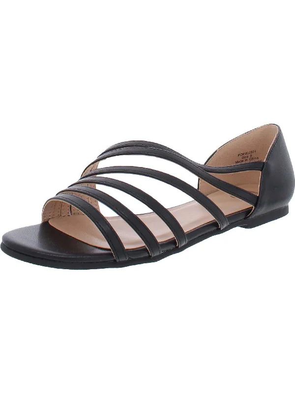 Womens Faux Leather D'orsay Strappy Sandals