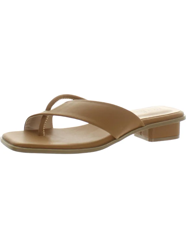 Womens Faux Leather Slide Sandals