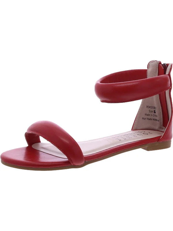 Womens Faux Leather Slip On Strappy Sandals