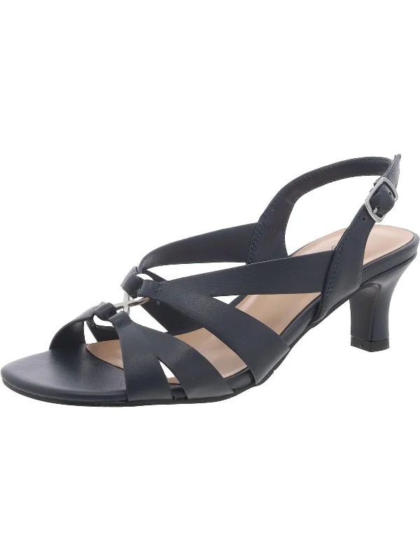 Womens Faux Leather Strappy Slingback Sandals