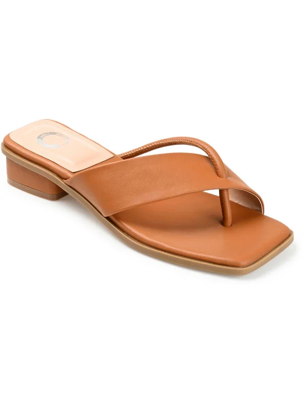 Womens Faux Leather Thong Sandals