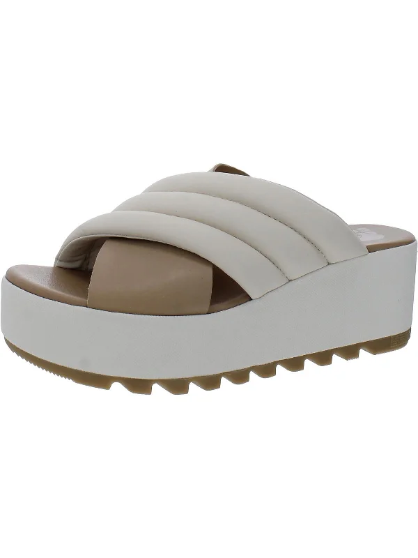 Womens Leather Quilted Wedge Sandals