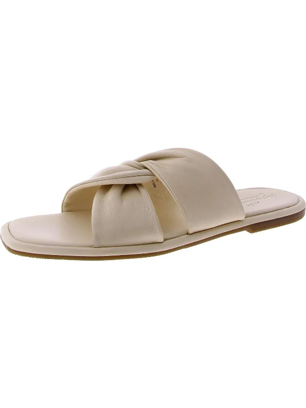 Womens Leather Slip-On Slide Sandals